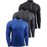 NELEUS Men's Compression Shirts 1/4 Zip Pullover Long Sleeved Running Shirts 3 Pack