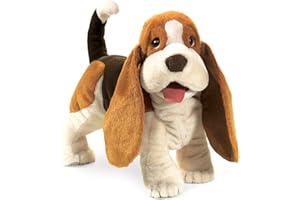 Folkmanis Basset Hound Hand Puppet , Brown, White, Black