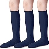 Mini angel Knee High Socks for Girls Seamless Knee Socks Cable Knit Uniform Socks Cotton Long Socks Kids Dress Socks 3 Pack