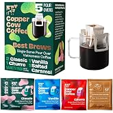 Copper Cow Coffee Vietnamese Pour Over Variety Pack, 5 Single-Serve Filters | Includes 2 Classic Black, 1 Churro, 1 Vanilla, 1 Salted Caramel; real cinnamon and vanilla beans, no artificial flavors