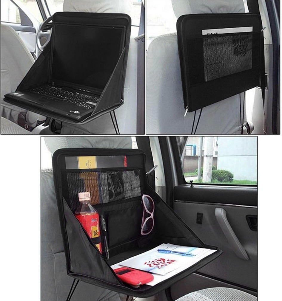 Folding Table Car Back Seat Storage Tidy Organiser DVD Laptop Holder Tray Travel - Open Size: approx. 38cm x 31cm x 29.5cm