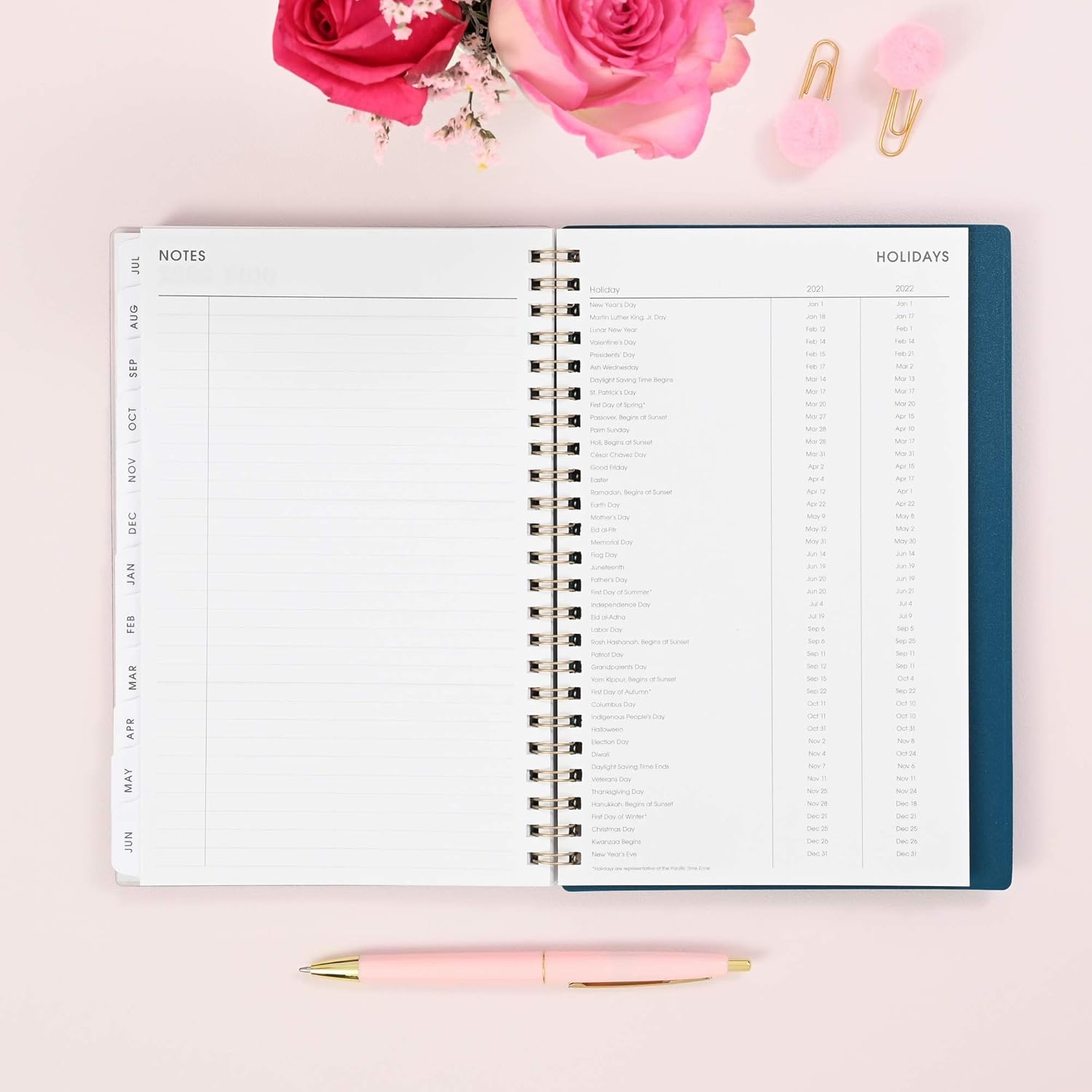 Blue Sky 2021-2022 Academic Year Weekly & Monthly Planner, 5" x 8", Frosted Flexible Cover, Wirebound, Roosevelt Pink (128691) : Office Products
