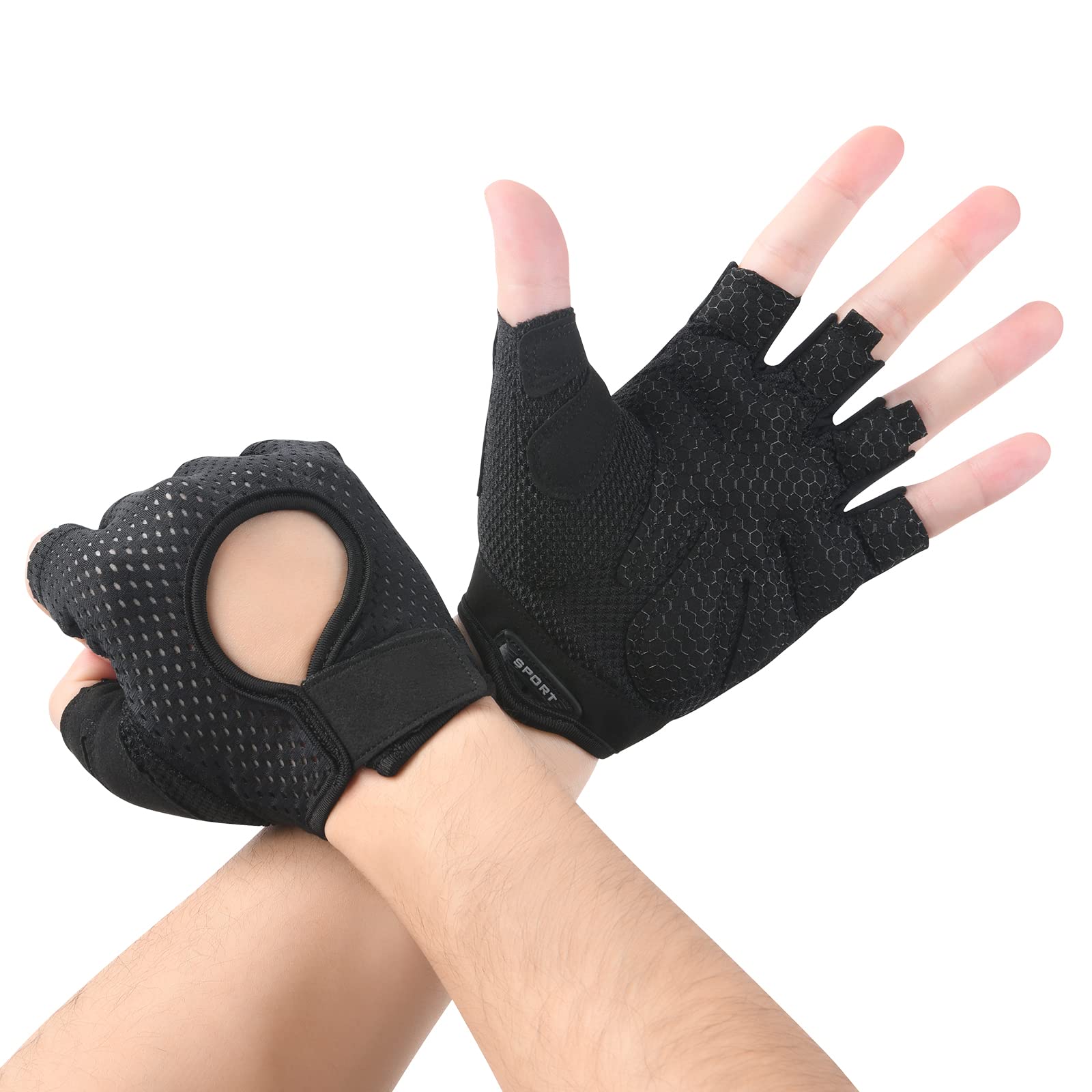 flintronic Gym Gloves, Breathable Training Gloves with Microfiber Fabric, No-Slip Silicone Padded Palm Protection and Extra Grip, Fitness Gloves for Men&Women, Weight Lifting/Cross Fit/Cycling