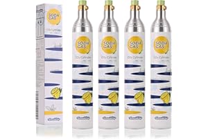 AmazWhip 60L Thread Exchange Carbonator Canister, 14.5 Oz SodaMaker CO2 Gas Cylinder, Fully Charged Carbon Dioxide Cylinder for Soda Water Machine (4 cylinders)