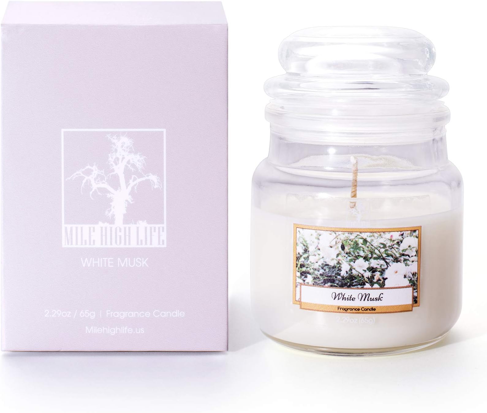 Natural Soy Jar Candle | White Musk Flower Scent | Rich Scented | Hand Poured | Long Lasting Scent | Small - 2.29 Oz.