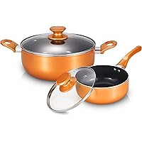 4-piece Non-stick Cookware Set Pots and Pans Set for Cooking, 6" Ceramic Coating Saucepan, 9.5"Stock Pot with Lid…