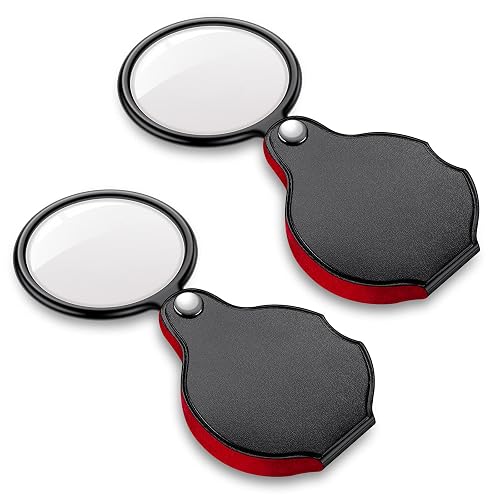 Magnifying Glass Small 2PCS Upgrade Small Magnifying Glasses for Kids/Senior, Pocket Magnifier ...