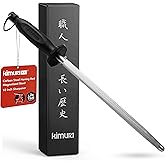 Kimura Professional Honing Steel, 12 inch Honing Rod, Carbon Steel Knife Sharpener, Magnetized Steel, Ergonomic & Balanced Po