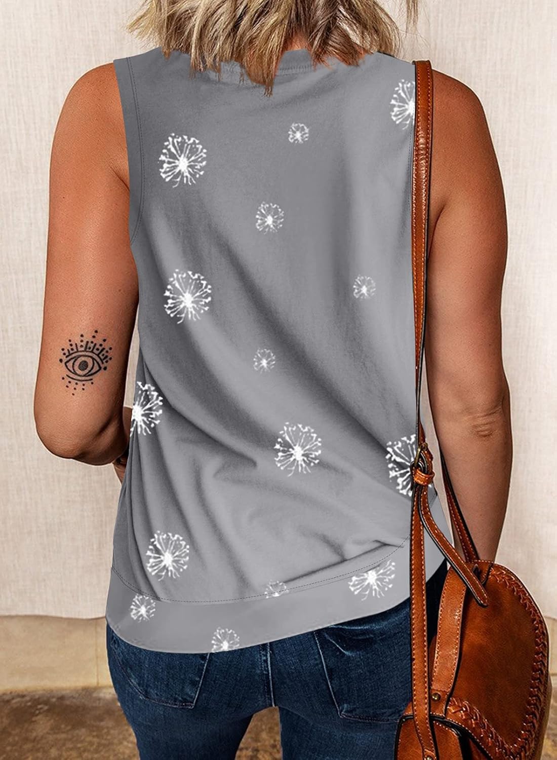 Biucly Women's Crewneck Tank Tops Casual Loose Sleeveless Blouse Shirts: Clothing