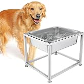 MEWTOGO 2 Gallons Large Elevated Dog Water Bowl, Relief Joint Pressure | 11.5'' H Sturdy Stainless Steel Raised Dog Bowl with Stand for Large Dogs, Easy to Clean &amp; Assemble for Indoor Outdoor