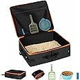 NOVOLAB Cat Enclosed Travel Litter Box Kit with Lid Odorless Dustless, Lightweight Cat Portable Foldable Litter Box for Indoor and Car