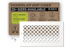 SABA Home Decor Air Vent Cover Grille - Acrylic Plexiglass 6 x 12 Duct Opening, 8 x 14 Overall White Finish Decorative Covers for Walls & Ceilings NOT for Floor USE, Venetian