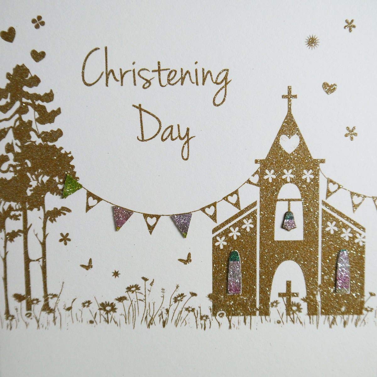 Christening Day - Lovingly Handmade & Printed with Biodegradable Glitter Card - NE10