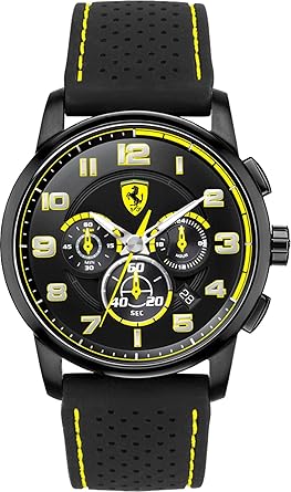 Heritage Chronograph Black and Yellow Dial Black Silicone Mens Watch 830061