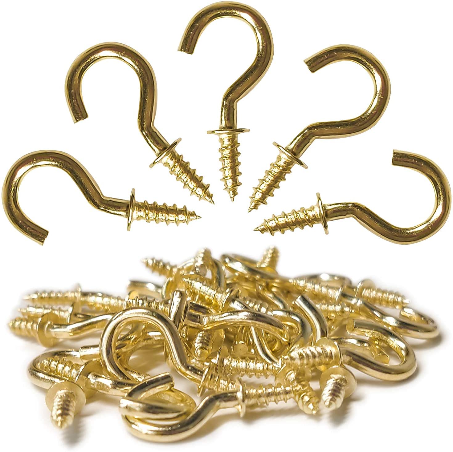 Merriway BH07300 (100 Pcs) Shouldered Mug Cup Hooks, Electro Brassed EB 25 mm - Pack of 100 Pieces