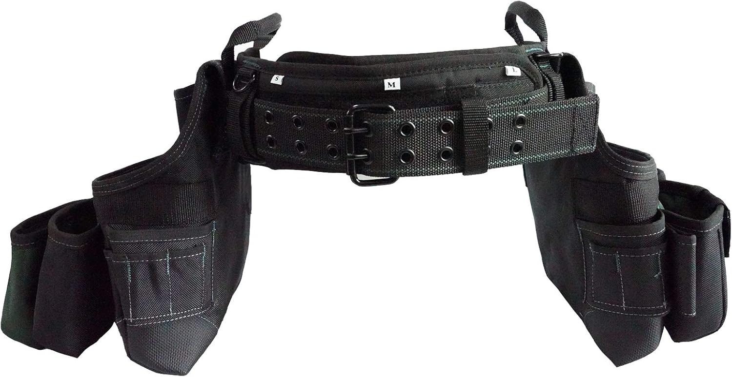 MELOTOUGH 28-Pocket Pro Framer's Combo Apron Tool Belt and Heavy Duty Padded Suspenders with Magnetic Desinger for Technician/Maintenance/Carpenter/and Electrician's Tools(Olive Green)… - - 
