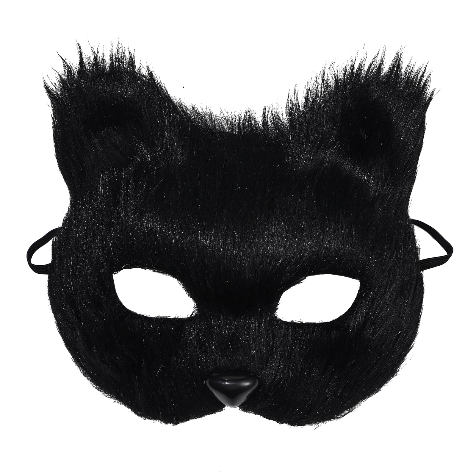 Oidea Adult Halloween Furry Fox Mask: Half Face Mask Cosplay Halloween Easter Carnival Masquerade Mask Fox Party Costume Accessory, Black