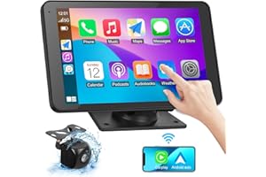 Eleacc Apple Carplay Screen for Car, 7'' Portable Wireless Touch Screen Android Auto Car Stereo, Car Audio Receivers with Backup Camera, Voice Control/Bluetooth/AUX/FM/GPS for All Vehicles