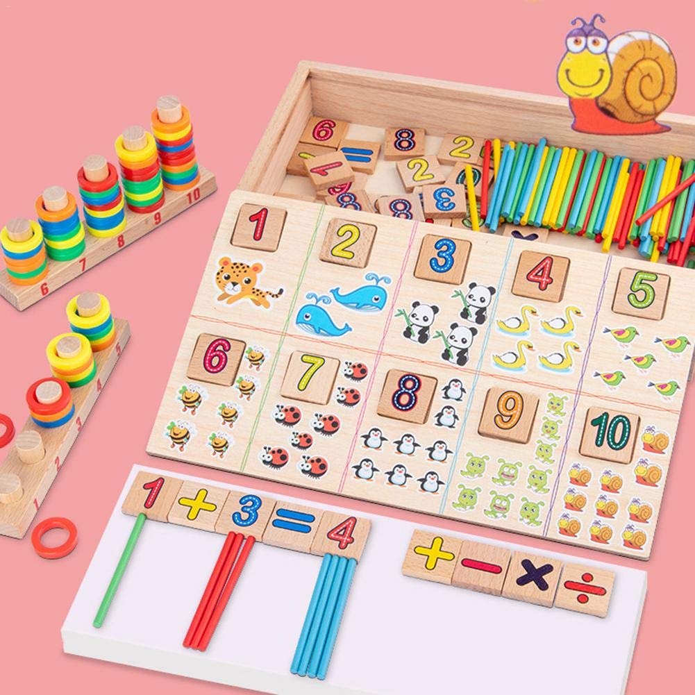 Abaco di Legno per Bambini, Giochi Montessori Abaco con 100 Bastoncini di conteggio e Carte con Lettere numeriche Giocattoli Educativi Giochi Abaco Regali per Ragazzi e Ragazze Oltre i 3 Anni