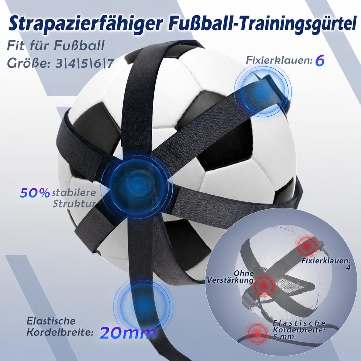 WVVOU Fußball Volleyball Rugby Kick Trainer, Fussball Geschenke Jungen, Handle Solo Fussball Trainingszubehör mit Verstellbarer Handgelenkband, Kinder Fußball Training Zubehör 3