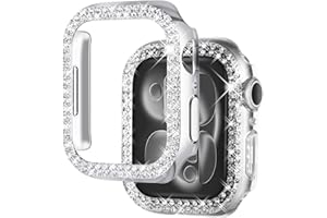 NewWays 2-Pack Bling Compatible for Apple Watch Cases 40mm SE 2022 Series 6 5 4, Protective Bumper for iWatch SE Series 4/5/6 (40mm, Silver/Clear)