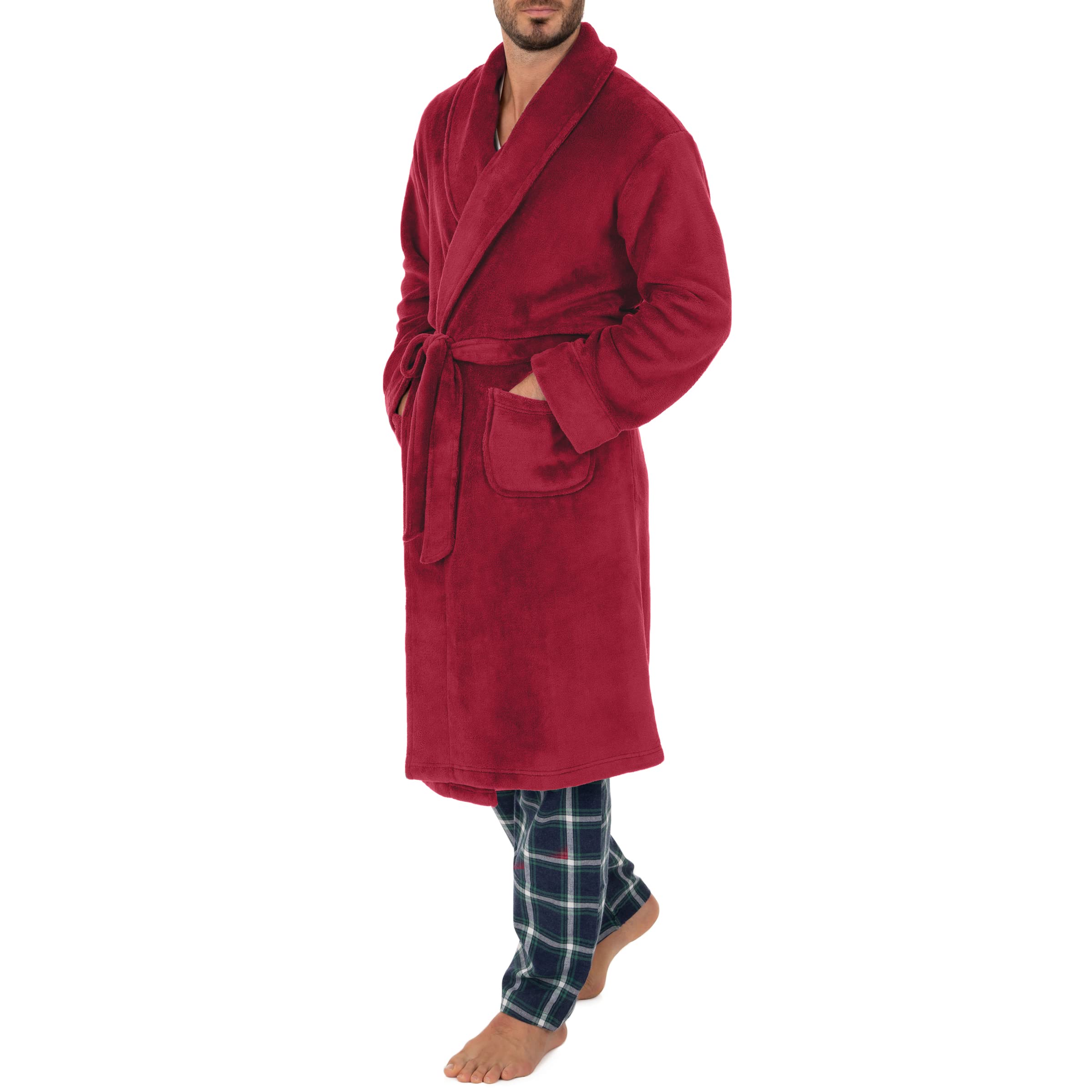 IZOD Men's Comfort-Soft Fleece Robe, Red, One Size Image