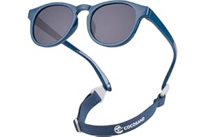 COCOSAND Baby Toddler Sunglasses with Strap Polarized Flexible Round Frame for Newborn Infant Kids Boy Girl Age 0-6 Years Old
