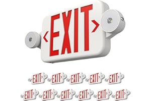 FREELICHT 12 Pack Red Led Exit Signs with Emergency Lights Combo Adjustable Two Heads,Battery Backup Exit Light, Hard Wired,UL Listed,AC 120/277V