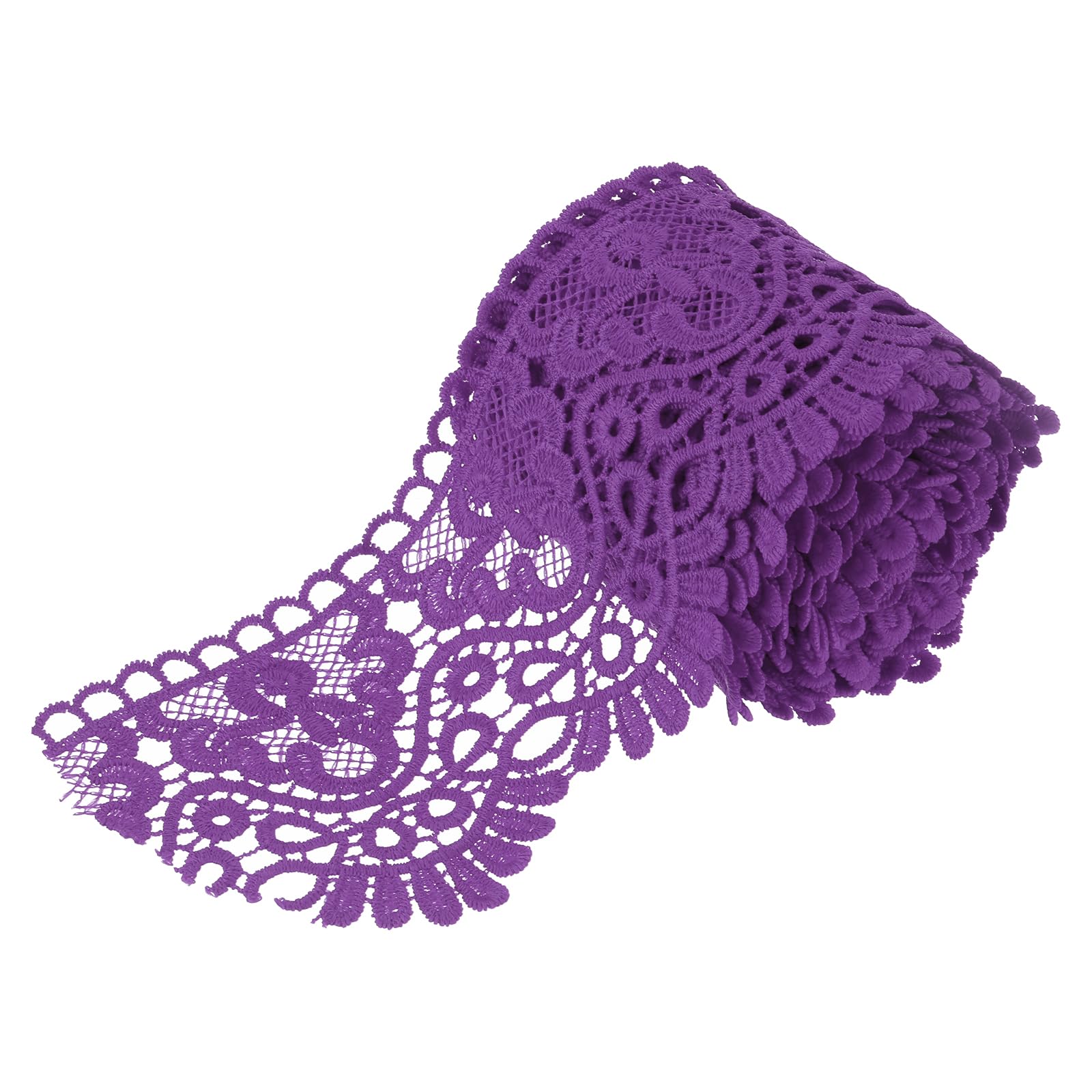 Photo 1 of MECCANIXITY 4 Inch Wide 5 Yard Lace Ribbon Floral Pattern Deep Purple Lace Trim Ribbon Milk Silk Lace Trim for Sewing Making, DIY Crafts,Gift Wrapping, Wedding Decor