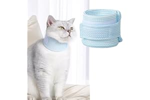 MANON ROSA Cat Neck Brace Cover - Breathable & Adjustable Elizabethan Collar for Post-Surgery Recovery Anti-Scratch Anti-Lick Protection, Cervical Cone for Small Medium Large Dogs Puppies Kittens (Small,Blue)
