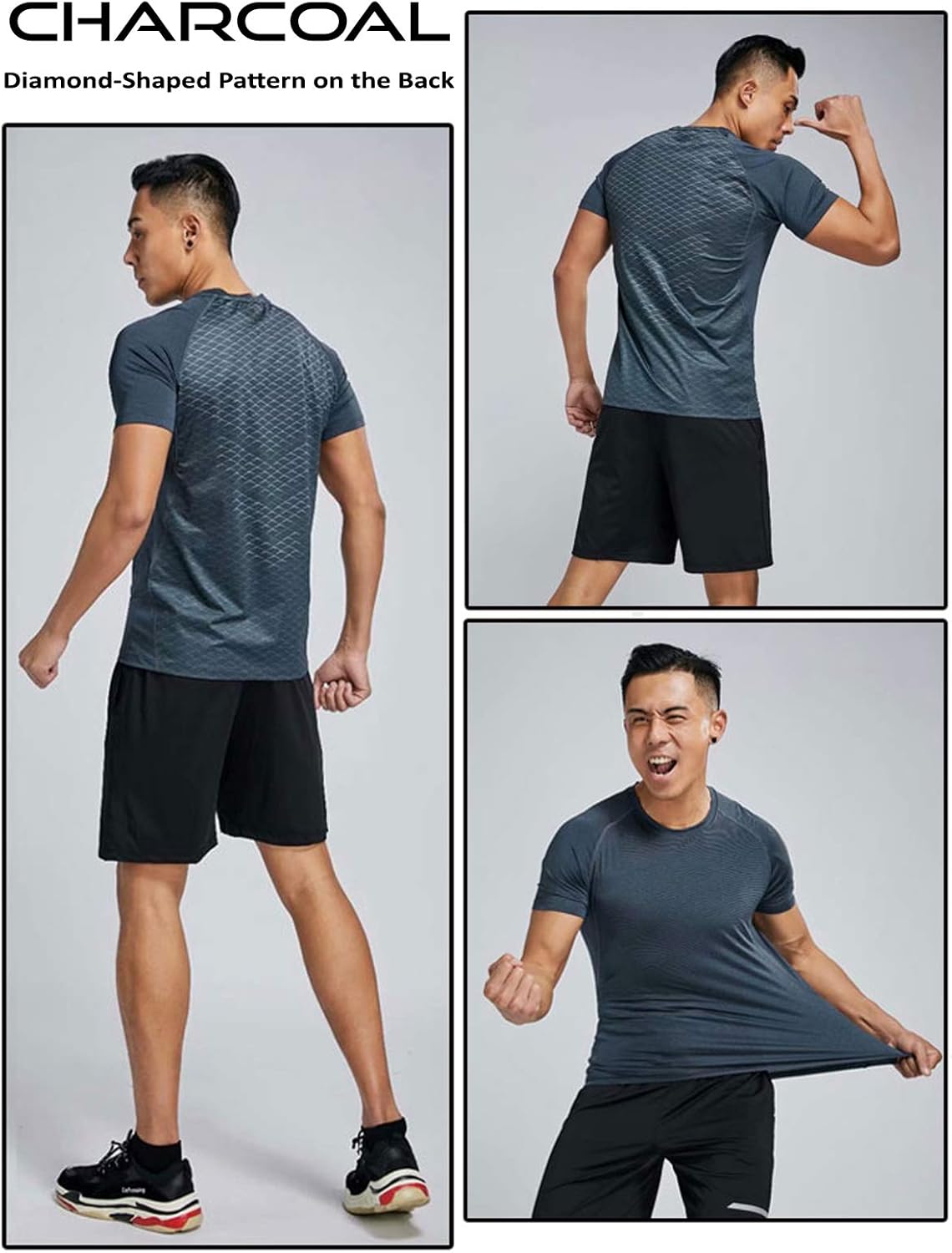 5 Pack Men’s Active Quick Dry Crew Neck T Shirts | Athletic Running Gym Workout Short Sleeve Tee Tops Bulk: Clothing
