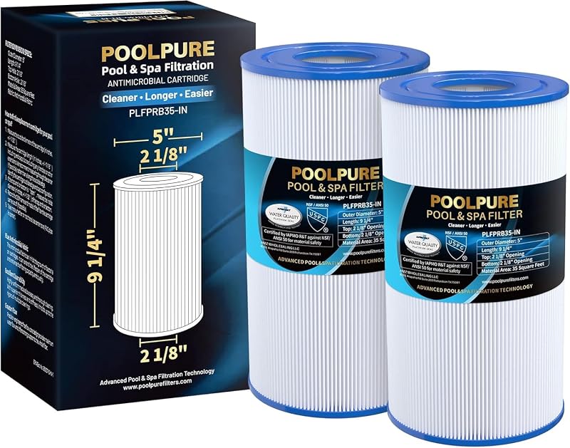 POOLPURE 35 sq.ft Spa Filter Drop-In for Pleatco PRB35-IN Unicel C-4335 5x9