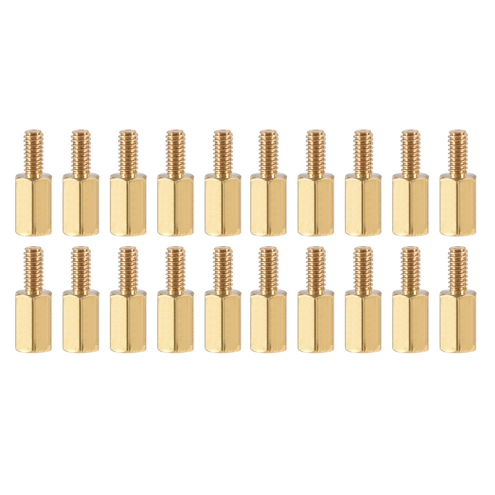 YOKIVE 20 Pcs M2.5 Standoff Screws, Brass Hex PCB Standoffs, Keep Height Consistent, Great for Motherboard (Gold Tone, 8mm+6mm)