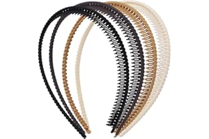 Goktvai 4pcs Non-Slip Headband with Teeth, Resin Plastic Head Band Comfortable Tooth Comb Hairbands Fashion Hair Accessories 
