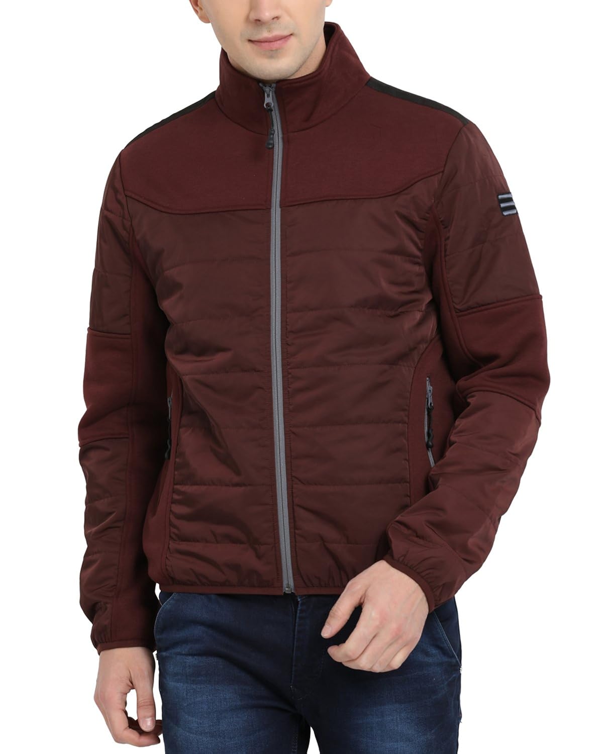 maroon padded coat