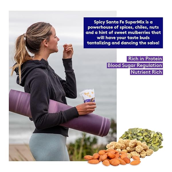 SOL-TI SUPERFOOD ORGANIC SPROUTED & ACTIVATED TRAIL MIX – HIGH PROTEIN – SPICY SANTA FE SUPERMIX® (6 BAGS, 1.7 OZ EACH)