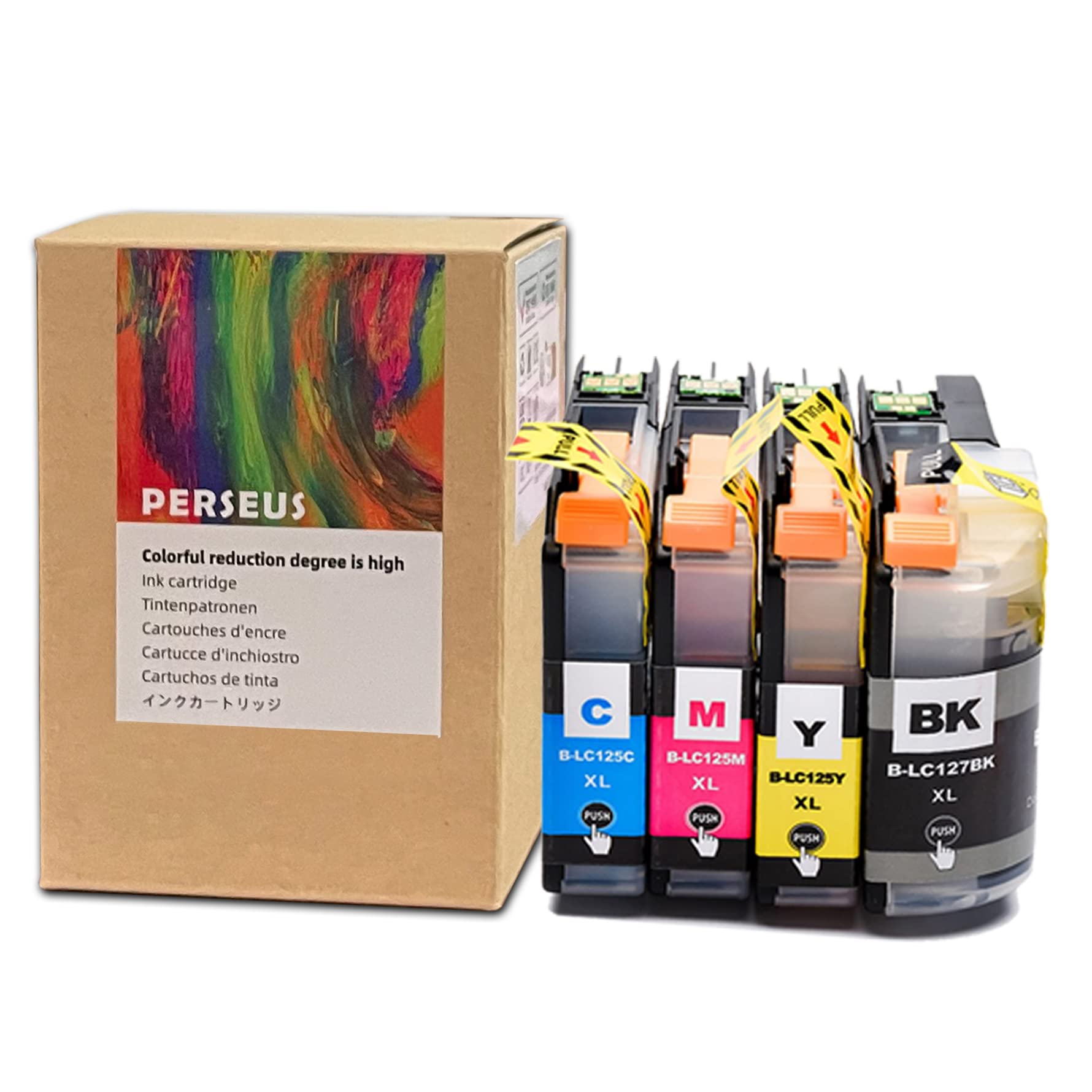 Perseus LC127XLBK/C/M/Y Ink Cartridge Compatible with Brother MFC-J4710DW J4510DW J4410DW, DCP-J4110DW Printer