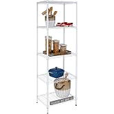 Honey-Can-Do 5-Tier Heavy Duty Adjustable Shelving Unit, 250-lb Per Shelf NSF Certified Metal Storage Rack, White Wire Shelf for Laundry Kitchen Pantry, 24 x 18 x 72 in