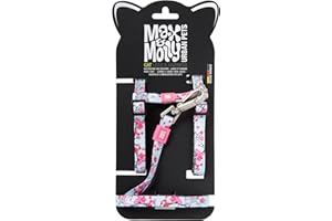 MAX & MOLLY URBAN PETS Max and Molly Adjustable Cat Harness and Leash Set - Escape-Proof Cat Harness with Leash for Outdoor Walking and Exploring - Tropical Design (Cherry Bloom)