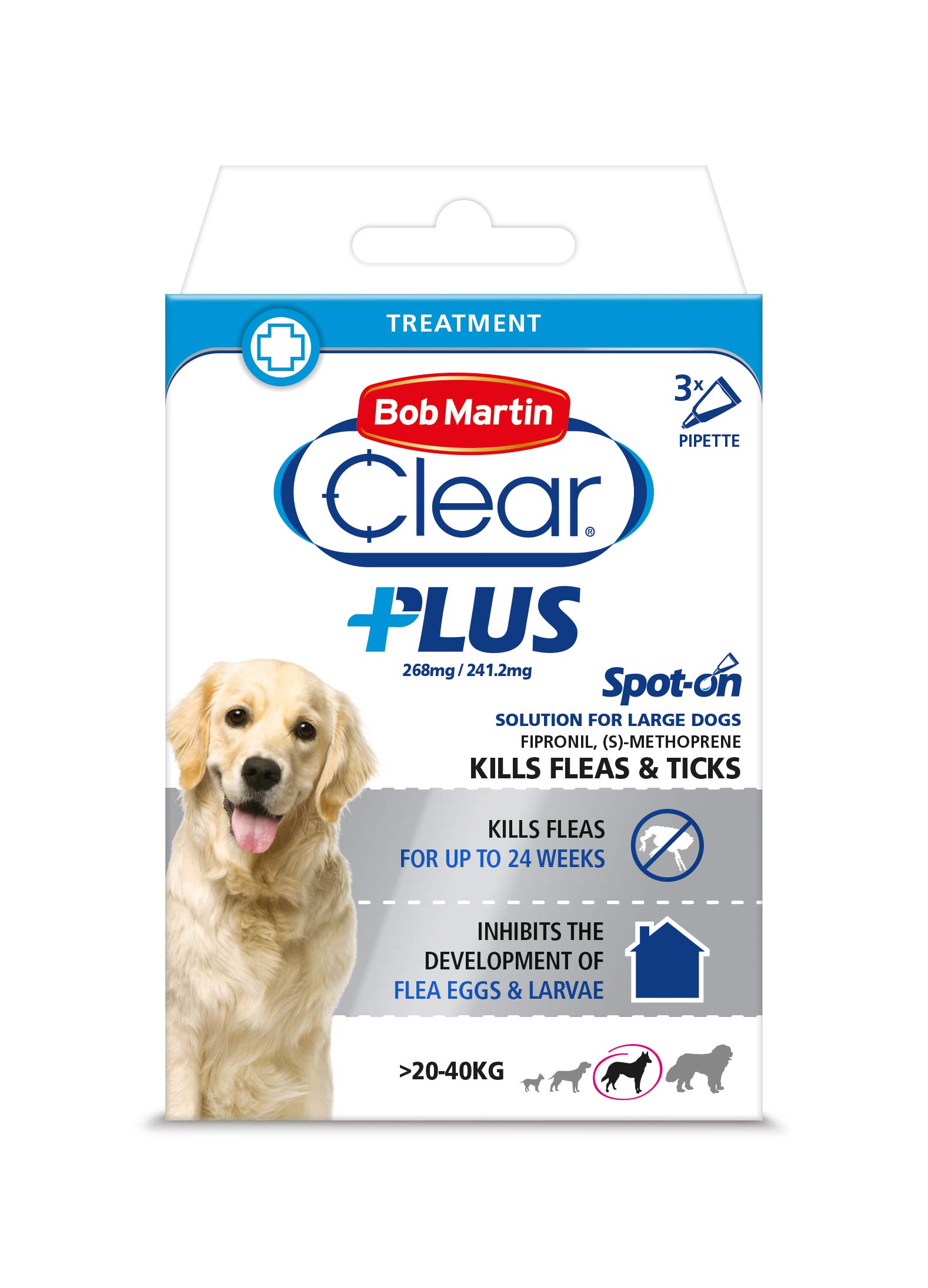 Bob Martin Clear Plus Spot On Flea Treatment for Large Dogs (2040Kg