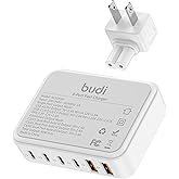 Flat Wall Charger, 60W Charging Station Slim USB Wall Charger, Fast Charging Block Type-C for iPhone 16/15/14/13/12/11/Pro Max/XS/XR (6-Port)