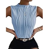 Verdusa Women's Sleeveless Mock Neck Textured Tank Top Corporate Business Office Outfits Trendy