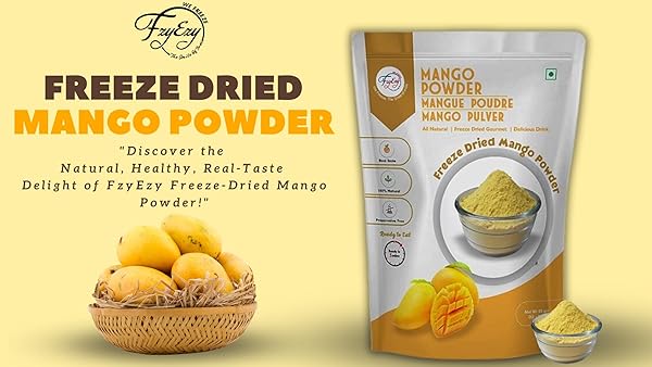 FZYEZY HEALTHY PREMIUM FREEZE DRIED MANGO FRUIT | NATURAL, NON-GMO, GLUTEN-FREE, VEGAN | NO ADDED SUGAR & PRESERVATIVES & ARTIFICIAL FLAVOR & COLOR | SUPPORTS ENERGY, ENDURANCE, AND HEALTH | PANTRY GROCERIES PERFECT FOR CAMPING & TRAVELLING | READY TO MIX POWDER IN YOUR FAVORITE RECIPES (MANGO POWDER | 227 GM)
