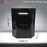 JeeJaan 50 Black Plastic Carrier Bags 15"x18"+3" Strong Patch Handle Retail view 2