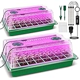Verdenu Seed Starter Tray with Grow Light, 2 Pack 80 Cells Seed Starter Kit with Humidity Dome, Adjustable Brightness Seed Tray with Smart Timer, 3 Modes, 4 Timing, Germination Kit for Indoor