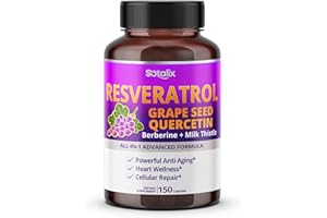 SOTALIX SUPPLEMENT Resveratrol with Grape Seed + Quercetin Berberine + Milk Thistle Powerful Anti-Aging - USA Made & Tested (150-day Supply (Pack of 1))