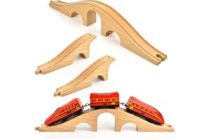 Mototo 1 Pack Wooden Train Track Bridge Wooden Train Accessories Wood Track Bridge Wood Railroad Pieces Expansion Set Collection Addition to Most Railway for Operation Christmas Shoebox Birthday Gift