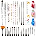 Beetles 31pcs Nail Art Brushes, Dotting Tools, Nail Art Pens, Dust Brush, Striping Liner Fingernail Drawing Pens with Palette Holder All in One for Starter Manicure Design Set