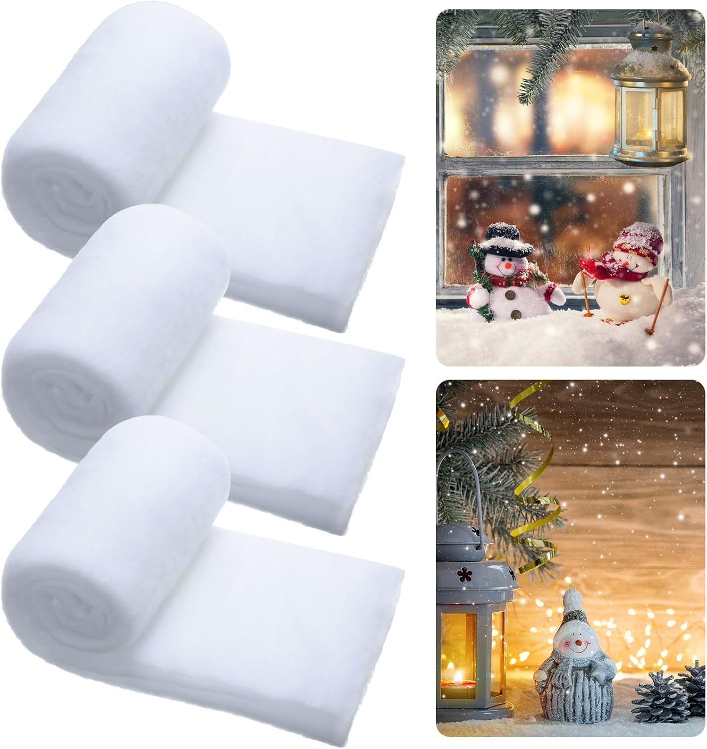 Artificial Snow - Tudomro Christmas Snow Blanket Roll 15 in x 10 Ft Thick Soft Fluffy Faux Snow Blanket Artificial Fake Snow for Christmas Decoration, Village Displays, Under The Christmas Tree(3 Pcs)