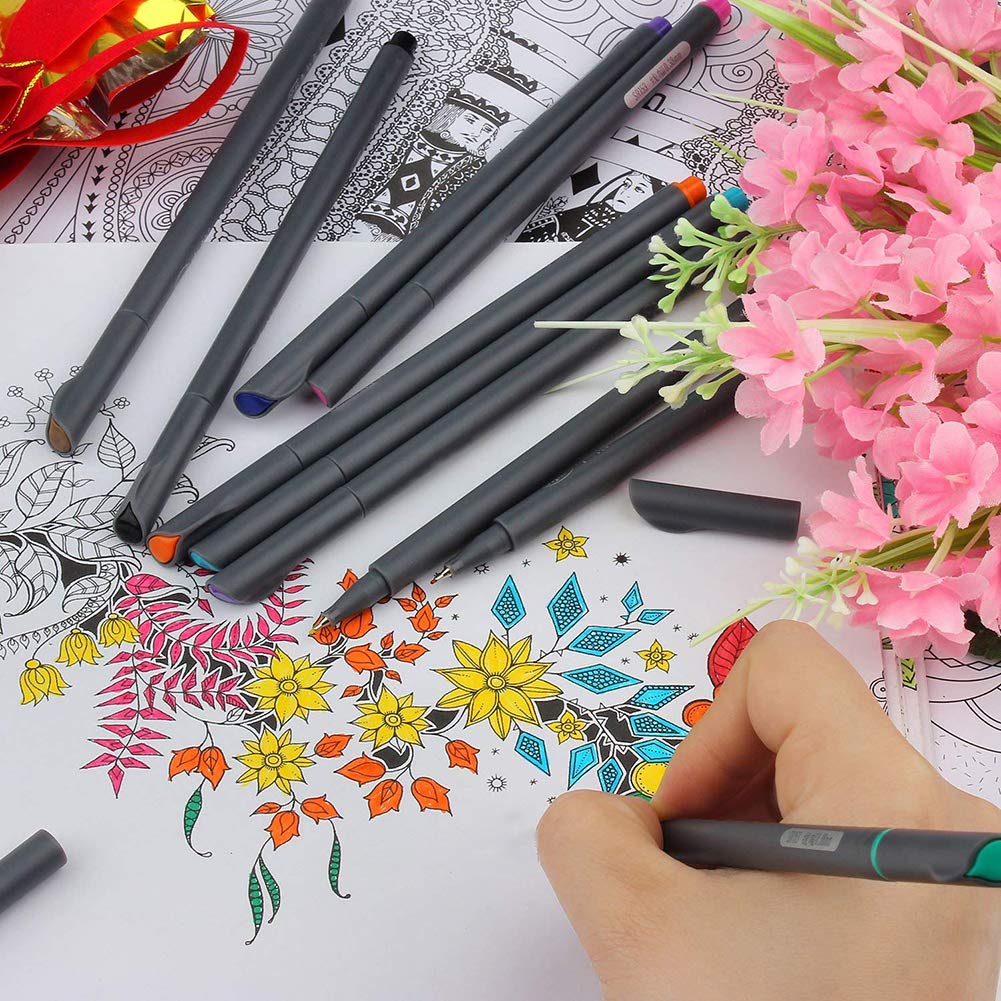 LoveInUSA 20-Count Fineliner Color Pen Set, 0.38mm Fine Line Drawing Pen